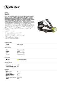 Thumbnail of document Data Sheet - 2785 Headlamp